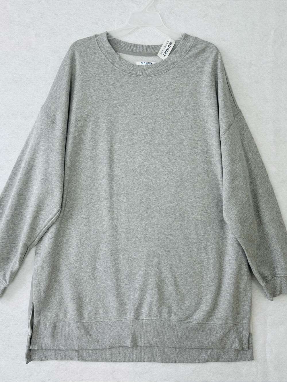 Old Navy Tunic Sweatshirt Womens XL Tall SoComfy Fleece Side Slit Relax Gray NWT